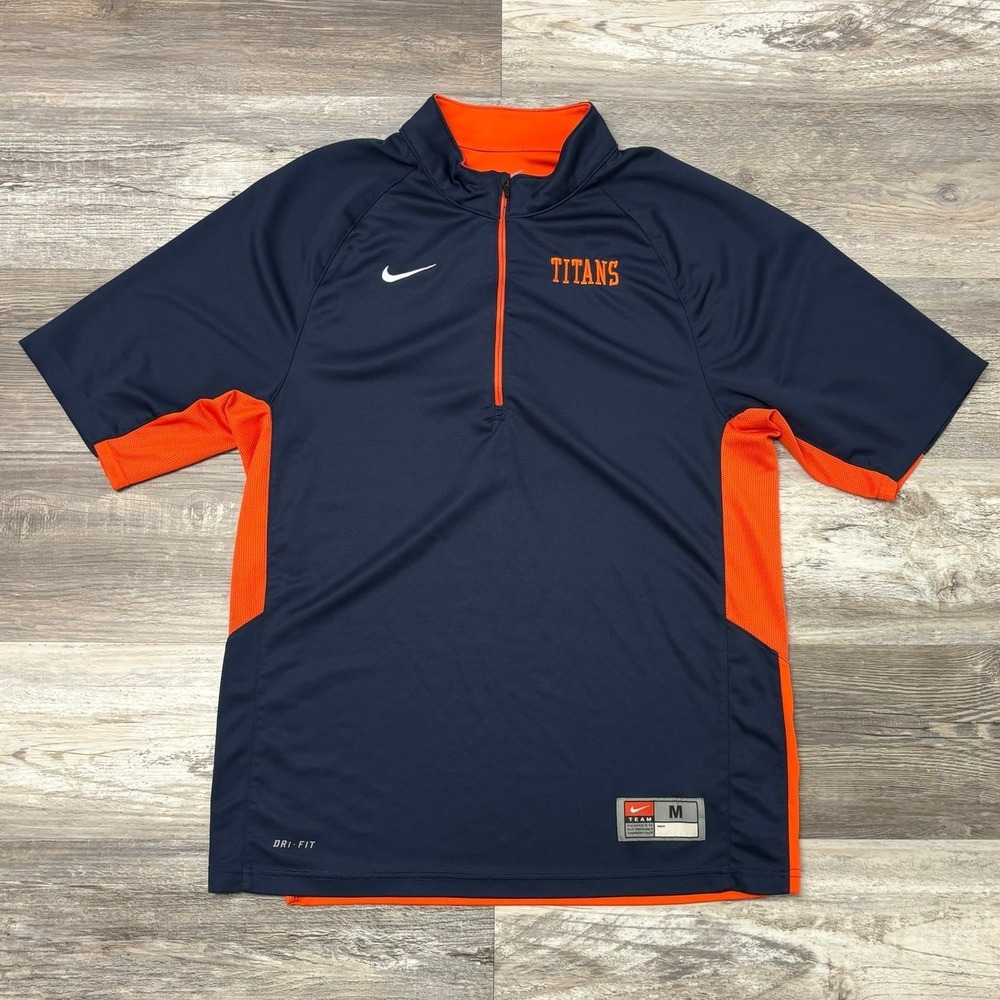 Nike Team Dri Fit NFL Tennessee‎ Titans Mens M 1/4 Zip Mock Neck Performance Top